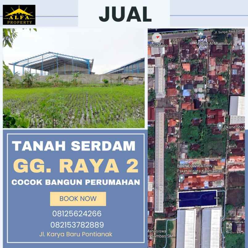 dijual tanah sungai raya dalam raya 2 kota pontianak