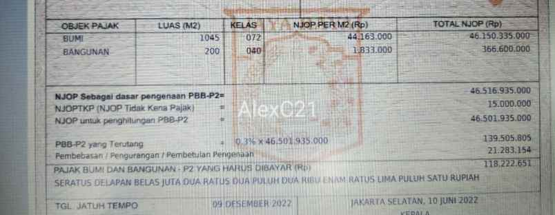 dijual tanah tegal parang