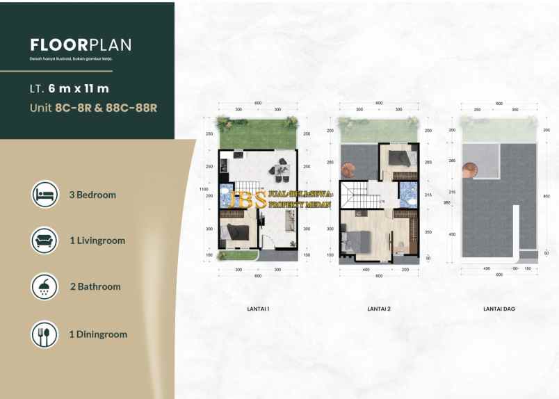 dijual villa eiffel suites jalan bersama