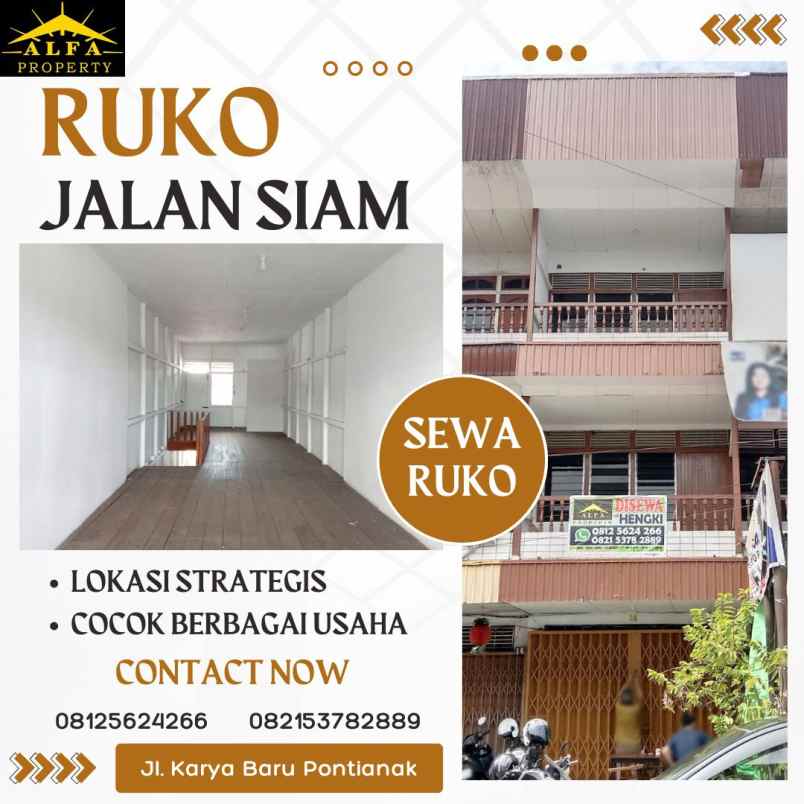 disewakan ruko jalan siam kota pontianak