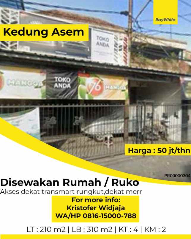 disewakan rumah ruko kedung asem surabaya timur