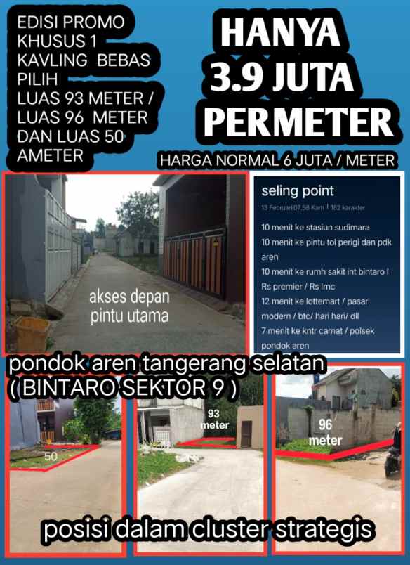 harga spesial tanah kavling dalam cluster