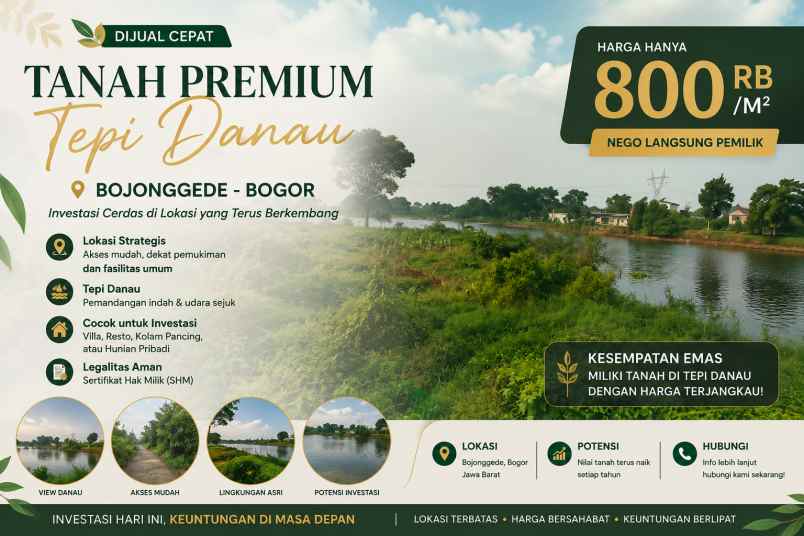 jual tanah tepi danau