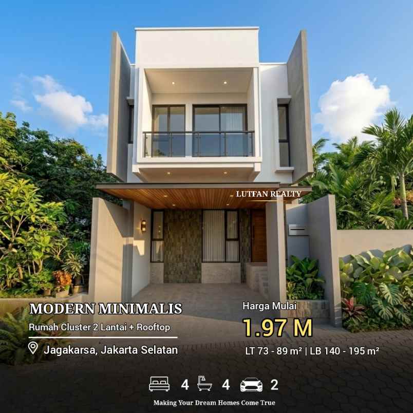 rumah cluster modern minimalis dekat ke kavling polri