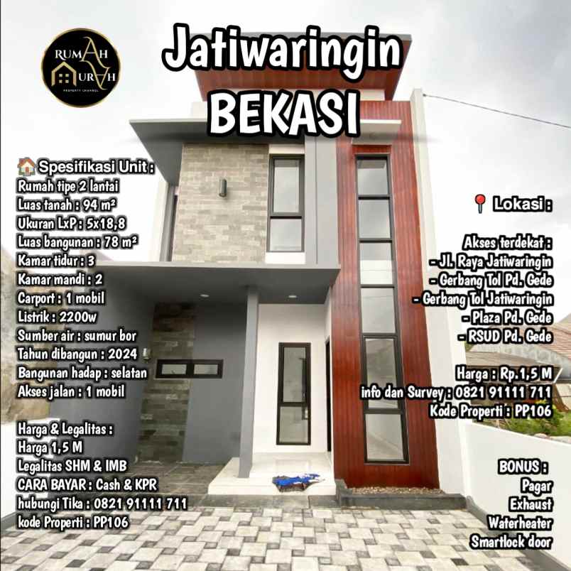 rumah dijual jatiwaringin bekasi siap huni bisa kpr