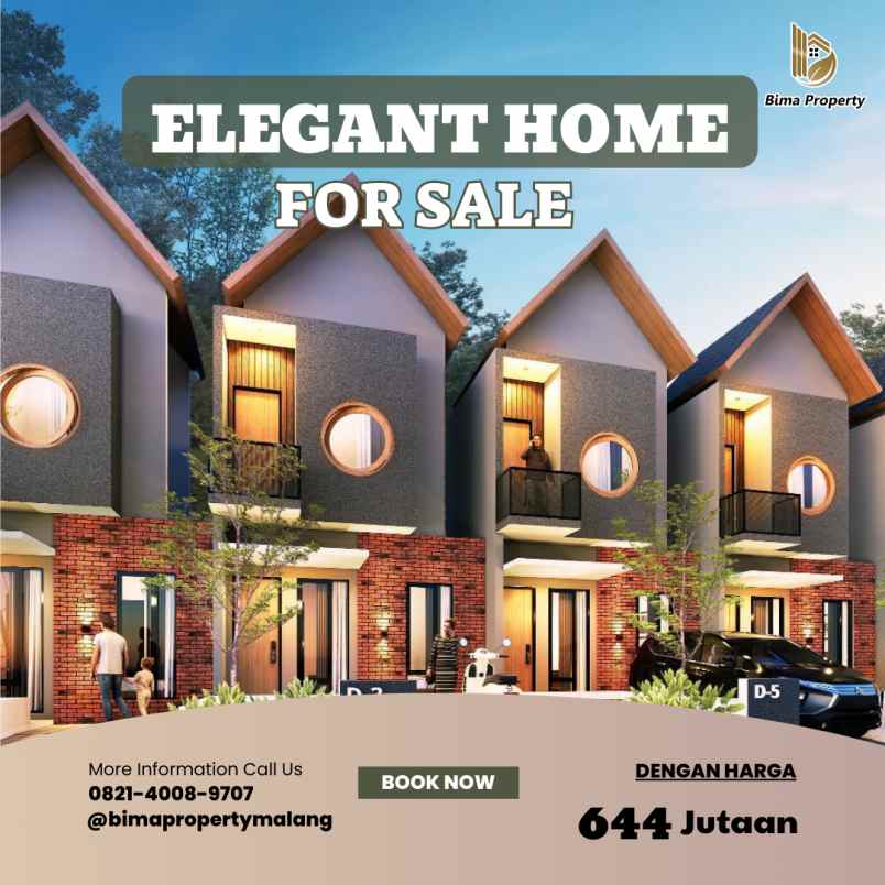 rumah elegant 2 lantai eksklusif di kota batu