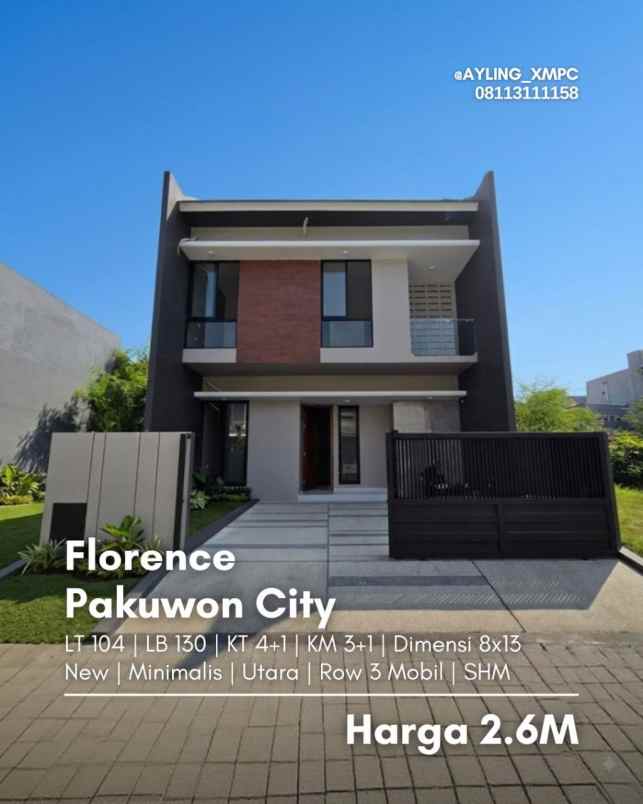 rumah florence pakuwon city new minimalis carport 2