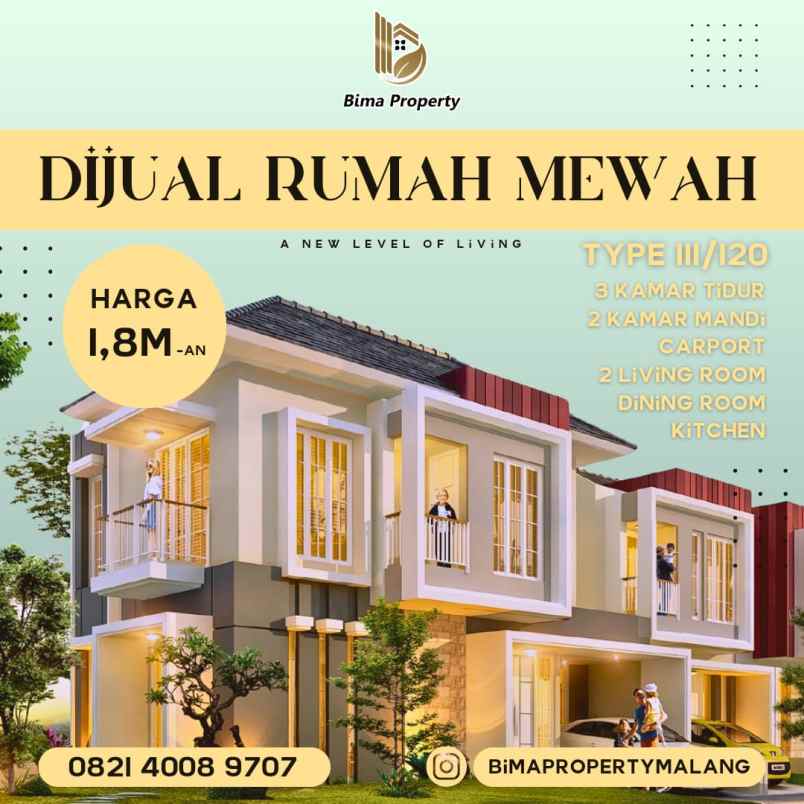 rumah mewah elegan 2 lantai di kota malang