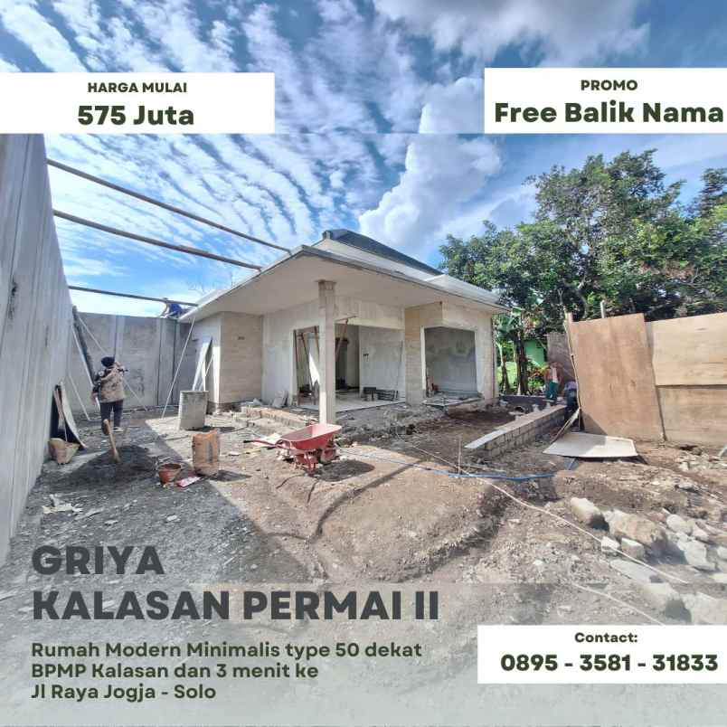 rumah minimalis dekat jl raya jogja solo