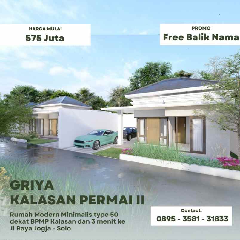 rumah minimalis dekat jl raya jogja solo