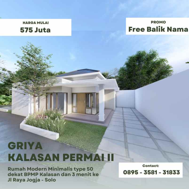 rumah minimalis dekat jl raya jogja solo