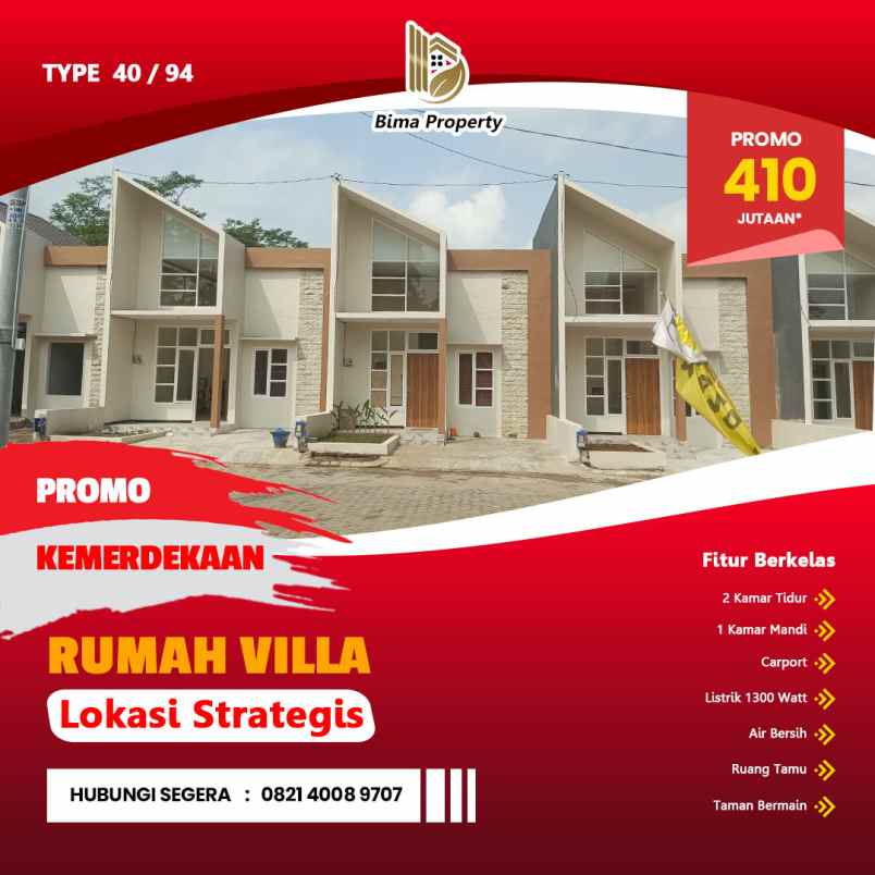 rumah murah desain villa selangkah dari kantor terpadu