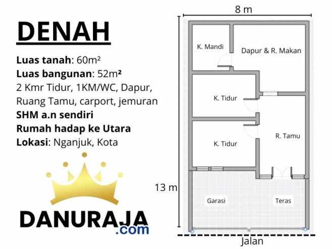 rumah nganjuk kota 60m