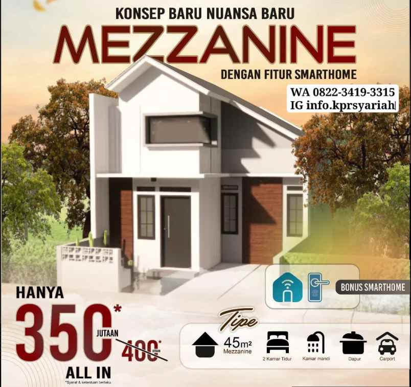 rumah type mezzanine cluster islami setu bekasi