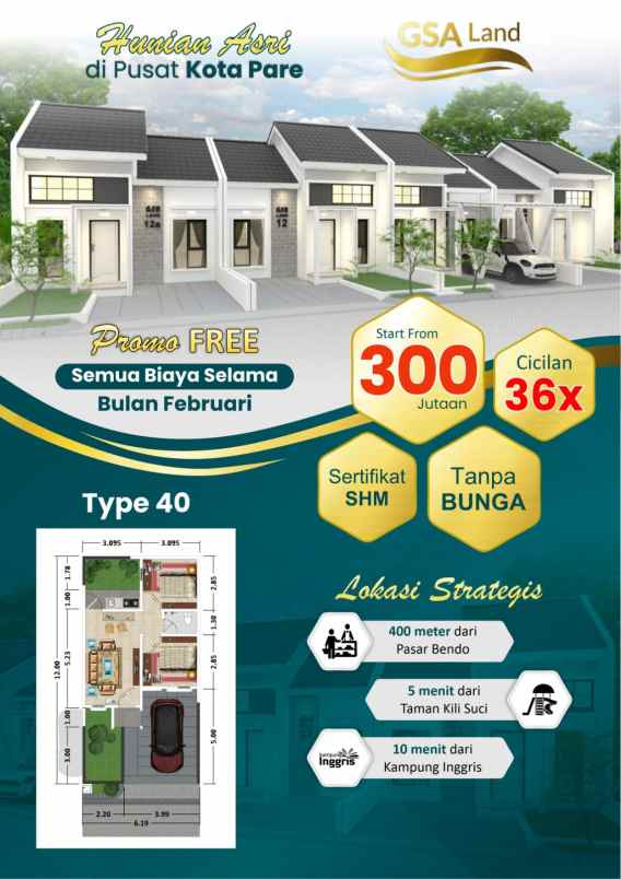 super murah hunian modern 300 jutaan di pare kediri