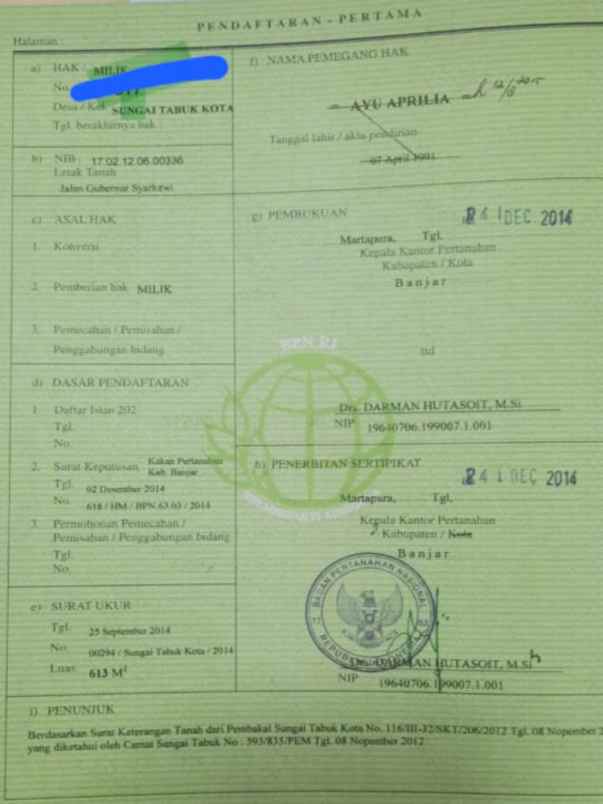 tanah dijual di banjar kalimantan selatan