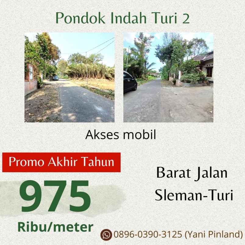 tanah murah barat jalan sleman turi 900 ribuan meter