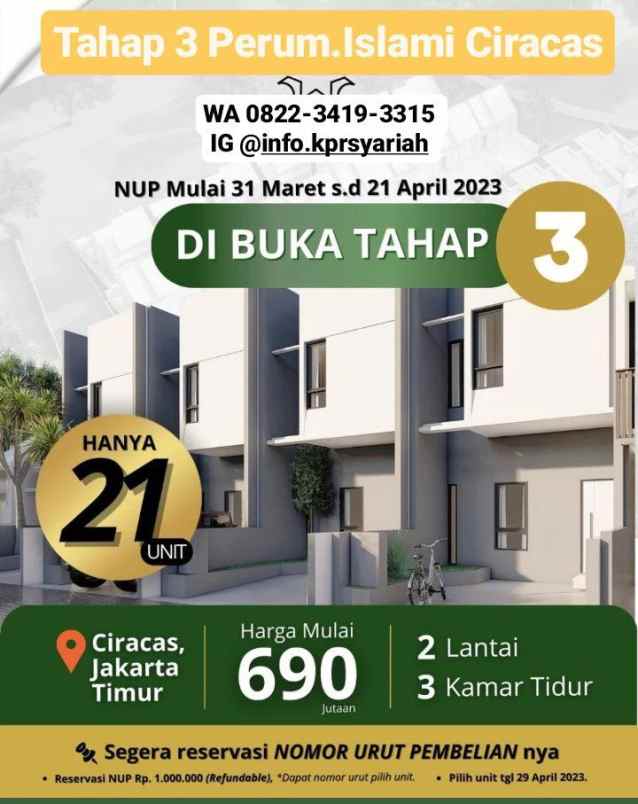 townhouse ciracas tahap 3 jakarta timur promo tanpa dp