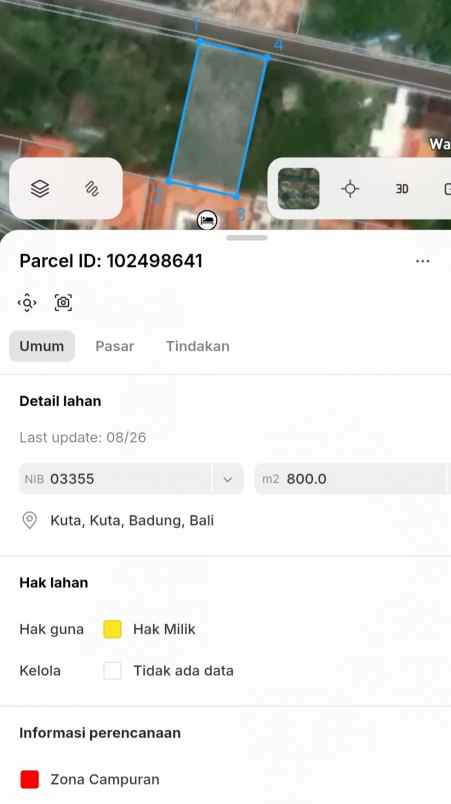 dijual 1 35 1 5 are jl merdeka raya sunsetroad kuta