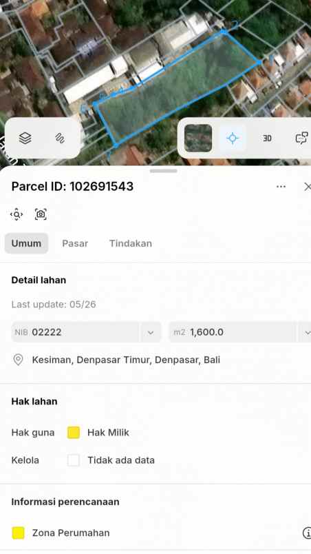 dijual 18 75 are jl turi utama kesiman denpasar