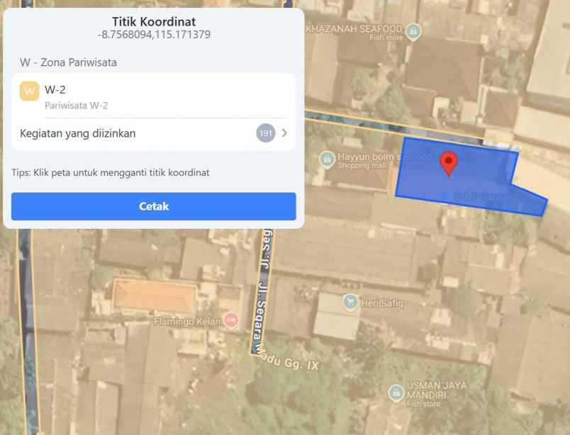 dijual 3 4 are jl segara madu kedonganan tuban kuta