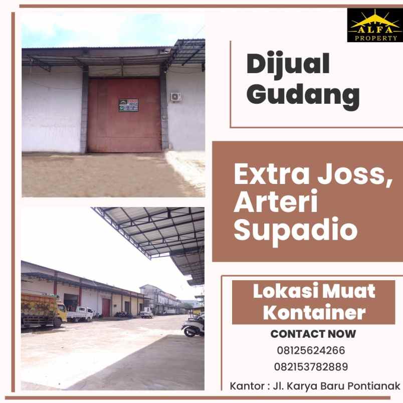 dijual gudang extra joss arteri supadio kota pontianak