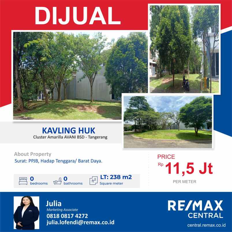 dijual kavling huk cluster amarilla avani bsd