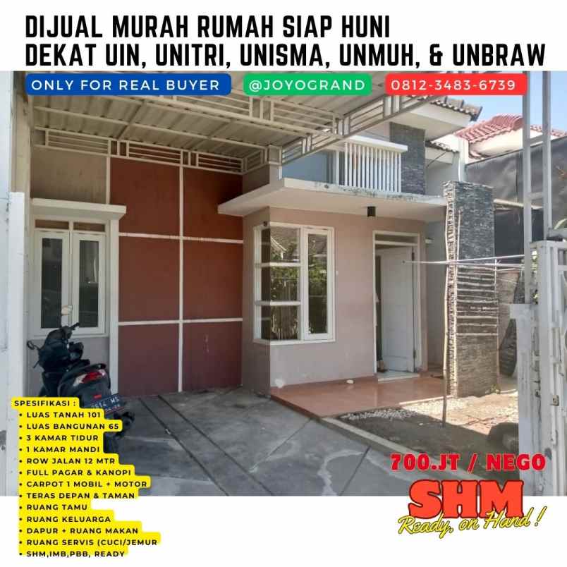 dijual murah rumah dekat ub kondisi istimewa