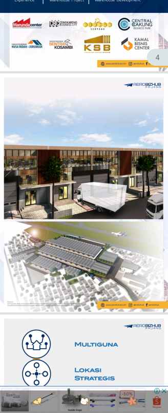 dijual ruko gudang kantor aero biz hub pajang