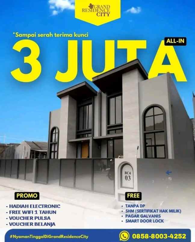 dijual rumah cluster tanpa dp di setu bekasi