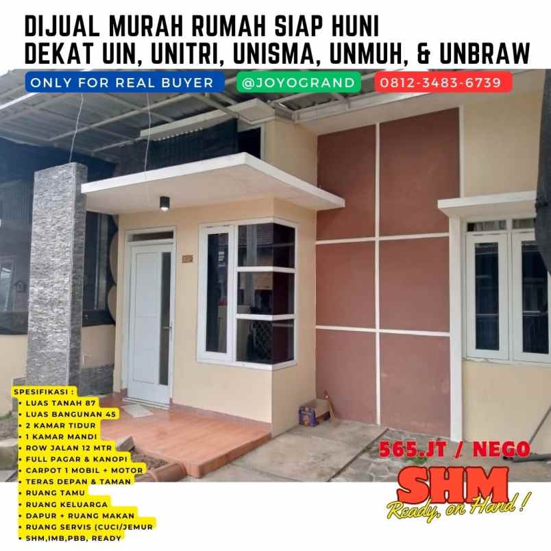 dijual rumah dekat universitas brawijaya