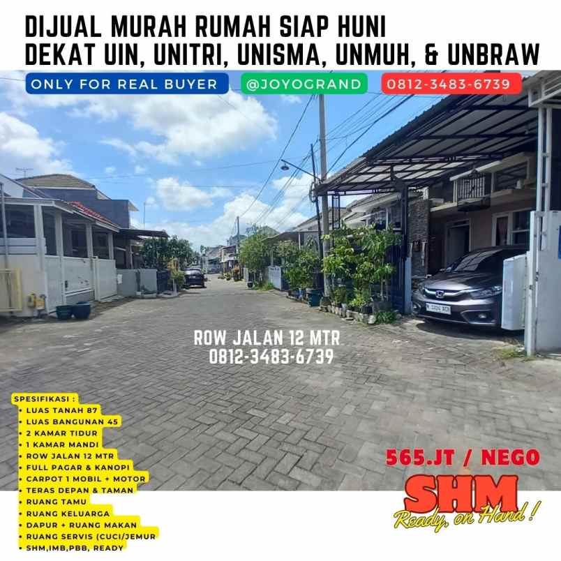 dijual rumah dekat universitas brawijaya