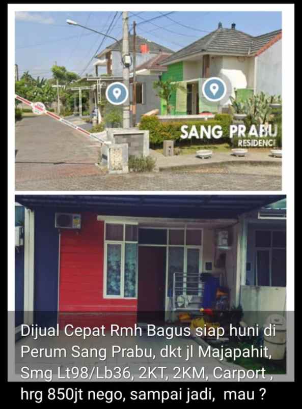 dijual rumah di perum sang prabu semarang