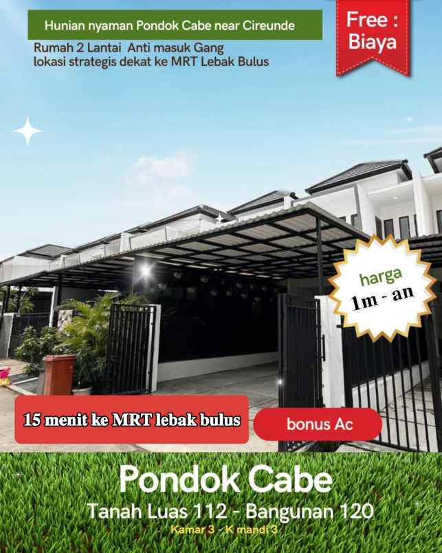 dijual rumah jalan raya pondok cabe