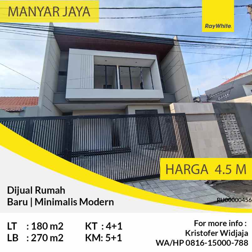 dijual rumah manyar jaya menur