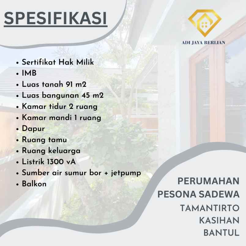 dijual rumah pesona sadewa tamantirto