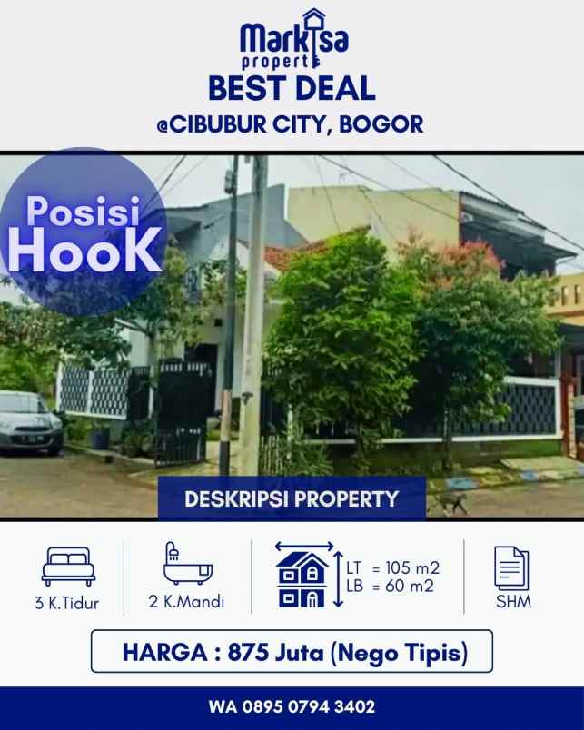 dijual rumah posisi hook di cibubur city