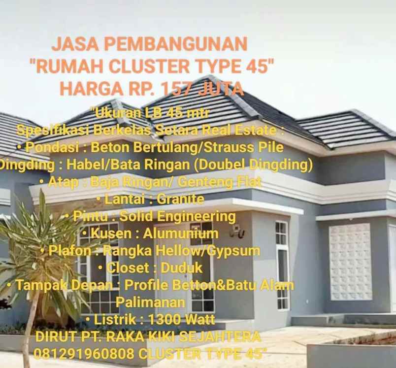 dijual rumah pt rakakiki sejahtera jl