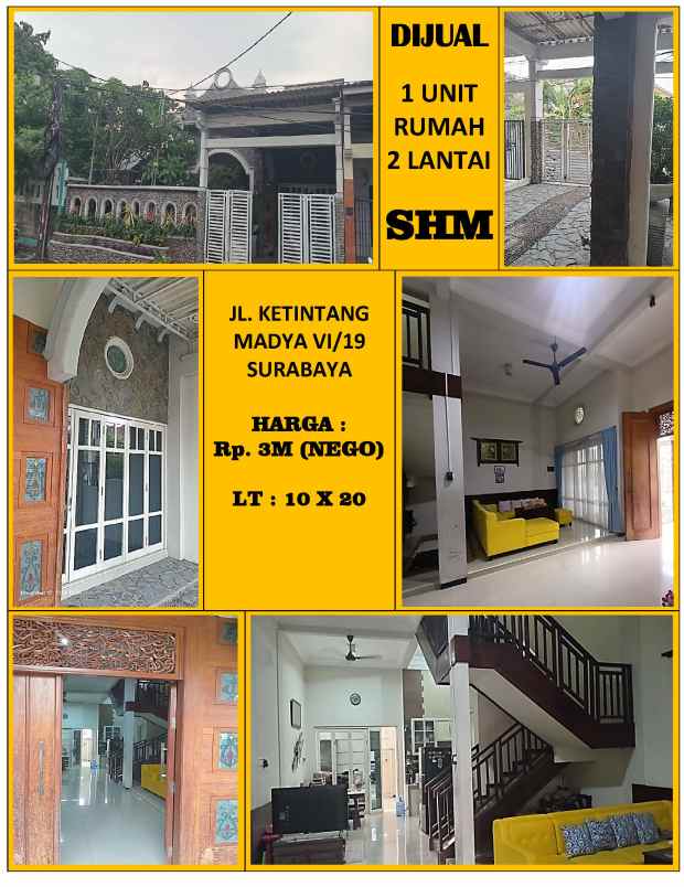 dijual rumah strategis di ketintang surabaya