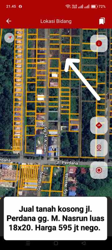 dijual tanah jalan perdana gang m nasrun