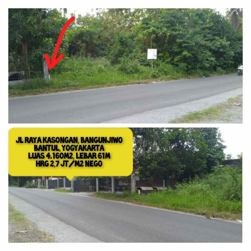 dijual tanah jalan raya wisata kasongan