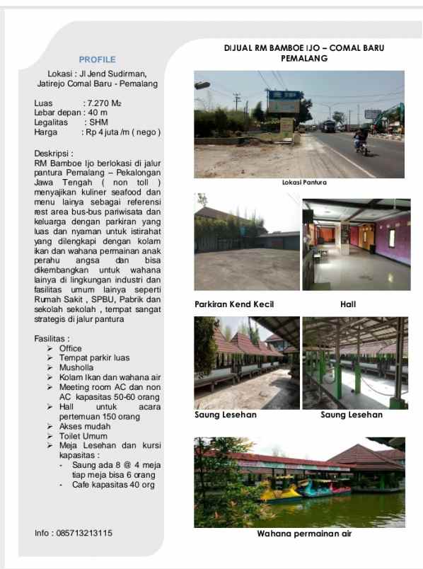 dijual tanah jl raya pantura comal baru