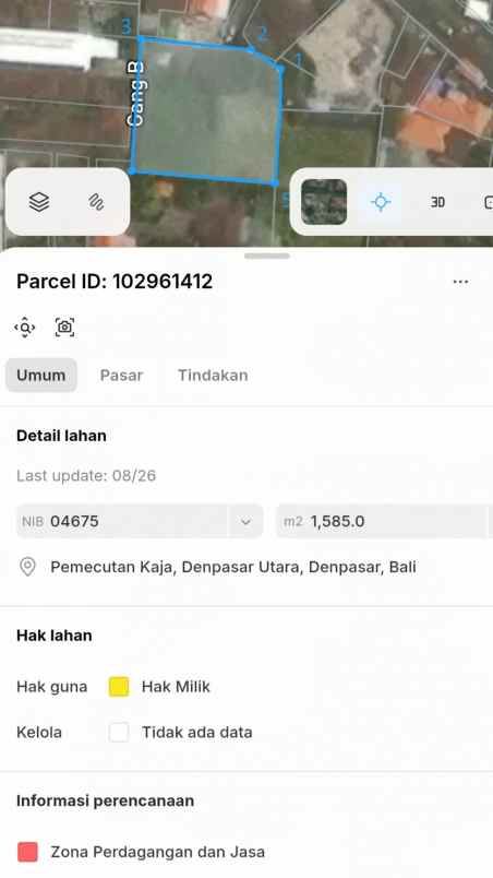 dijual tanah jl sutomo