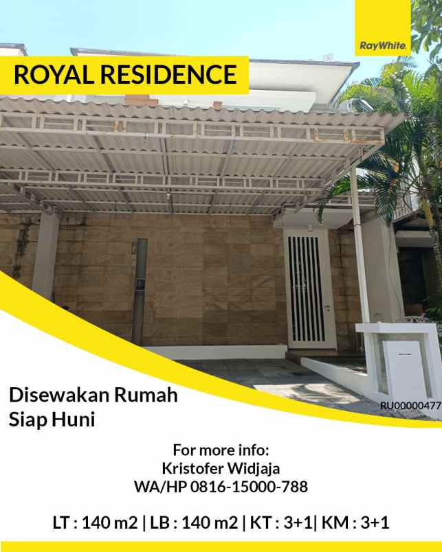 disewakan rumah siap huni di royal residence surabaya