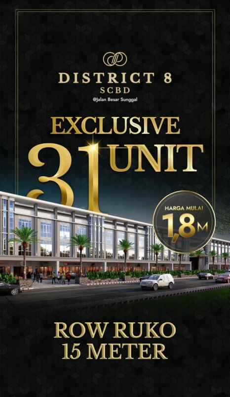 jual ruko bisnis komplek district 8 scbd sunggal