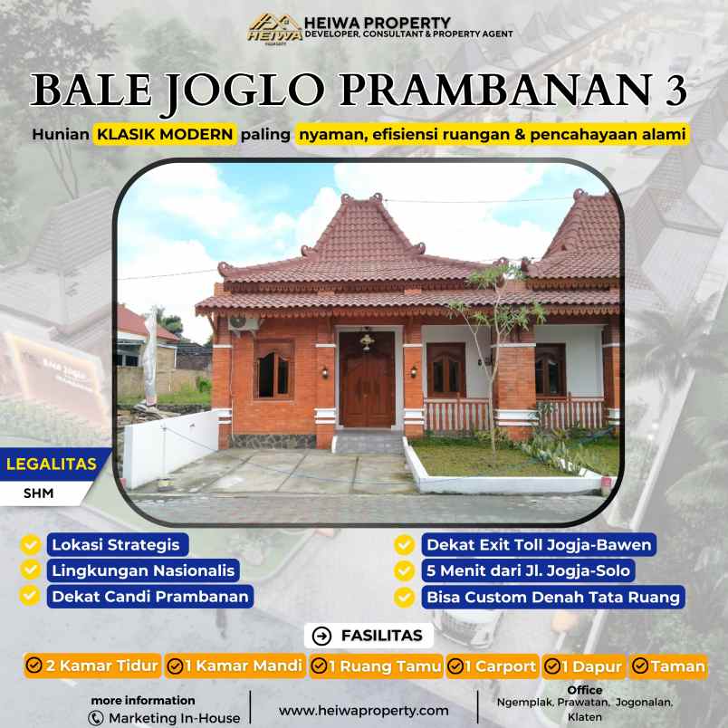 jual rumah etnik joglo type 36 timur candi prambanan