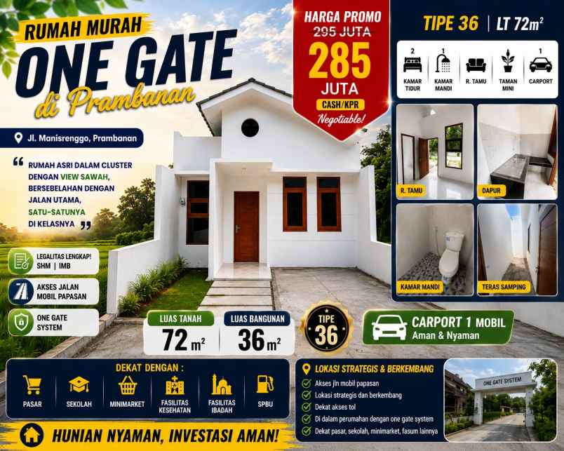 promo rumah murah tipe 36 lt 72 di prambanan