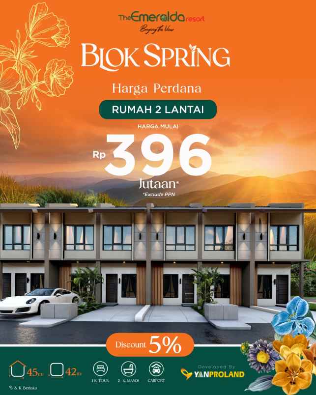 rumah 2 lantai view kota deket fasilitas kota mandiri