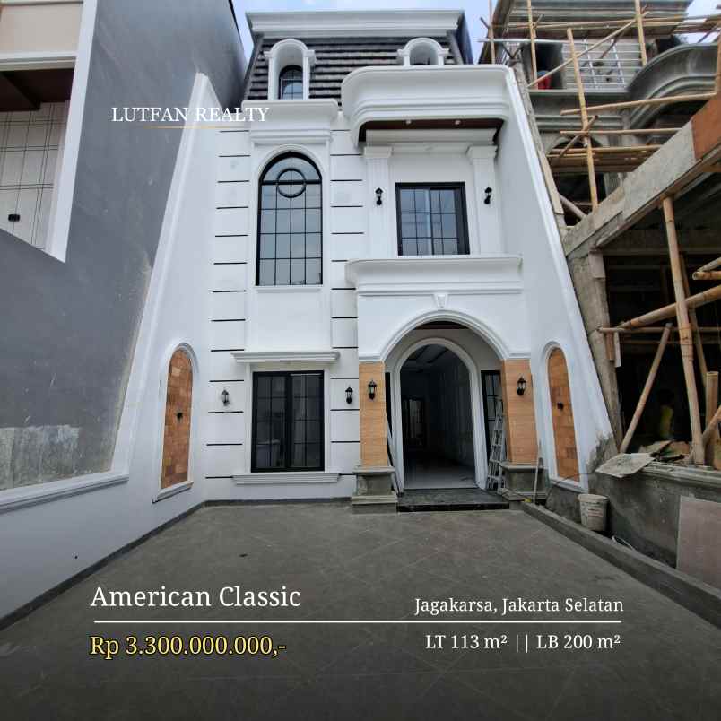 rumah american classic jagakarsa dalam cluster