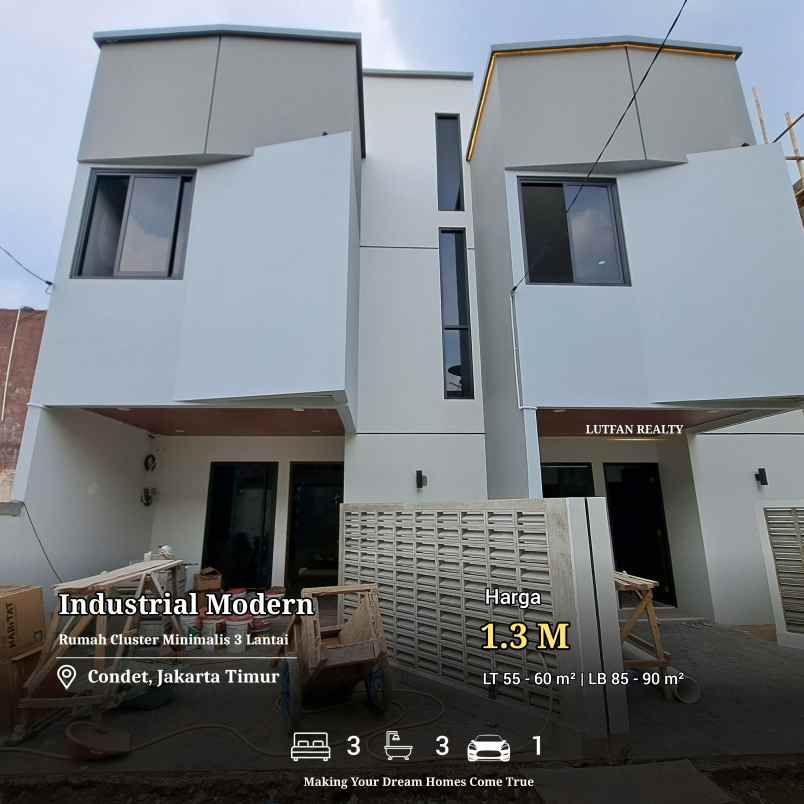 rumah condet jakarta timur 3 lantai dalam cluster